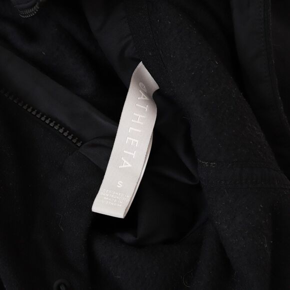 ATHLETA Zion Microfleece 1/2 Zip Sweatshirt S Black Hooded Cinch Hem EUC B66 - Picture 6 of 6